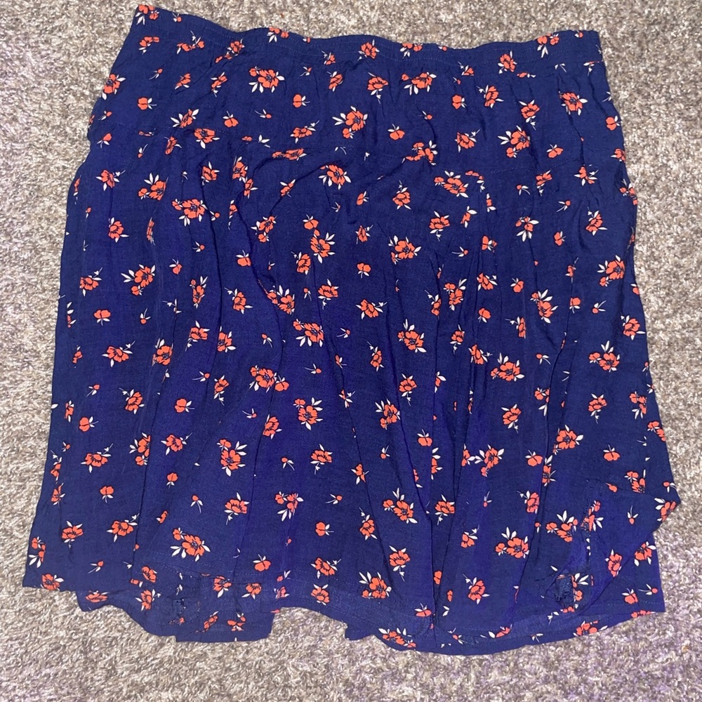 Blue skirt with pink flowers